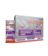 MULTIMIX FX - SUPLEMENTO ALIMENTICIO, Glucosamina, Condroitina, MSM, Zinc, Magnesio y Vitaminas. Imagen muestra de caja y sobre de producto. Suplementos para deportistas, para el alivio del dolor de  las articulaciones.