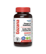 Gozana Sugar Free Vinagre de Sidra de Manzana, Ácido Fólico y Vitamina B12 con 60 Gomitas masticables sin azúcar.. - Biofarma