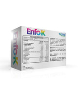 ENFO-K - SUPLEMENTO ALIMENTICIO. Luteina Zeaxantina Astaxantina Hibiscus Sabdariffa. Caja muestra con información de tabla nutricional.