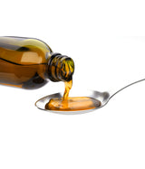 SITO-GRIX - MEDICAMENTO HERBOLARIO, Hedera helix. Frasco sirviendo el Jarabe en una cuchara.