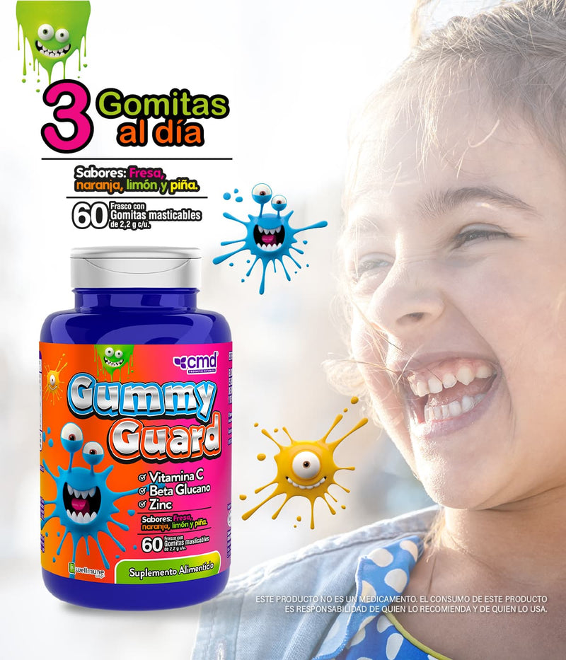 GUMMY GUARD | Vitamina C Beta Glucano Zinc | 60 gomitas.