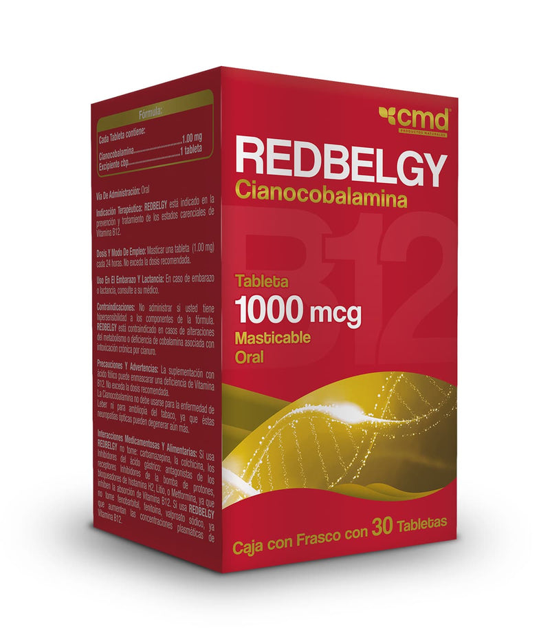 REDBELGY Vitamina B12 con 30 Tabletas masticables. - Biofarma