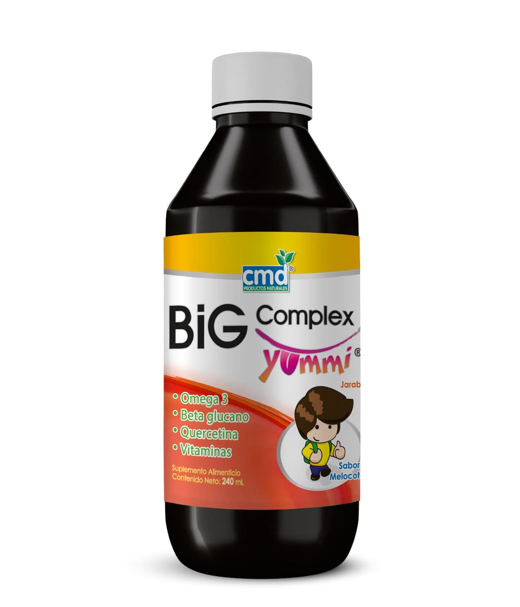Big Complex Yummi Omega 3 and Vitamins, peach children's syrup. – Biofarma