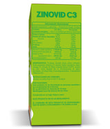 ZINOVID C3 (POLVO) - SUPLEMENTO ALIMENTICIO, Vitamina C, vitamina D3 y Zinc. Caja muestra con información de tabla nutrimental. 